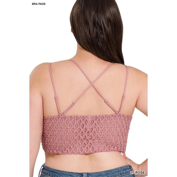 Light Pink PLUS Lace Bralette Bra - Picture 3 of 4
